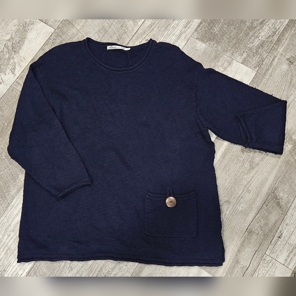 LuLu-B Women's Lightweight Button-Pocket Sweater L/XL